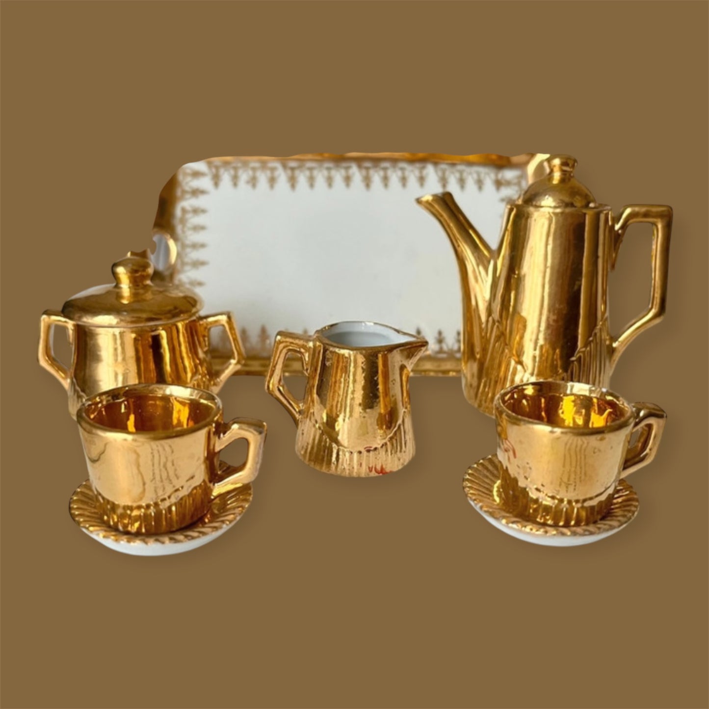 German tiny miniatures golden set art nouveau 1900