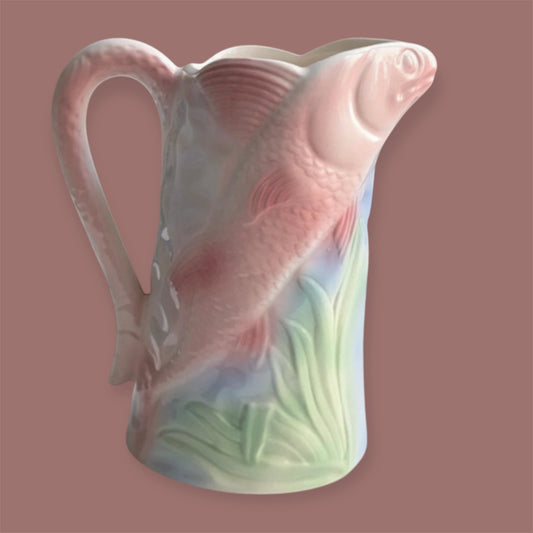 Poet Laval french majolica fish pitcher
