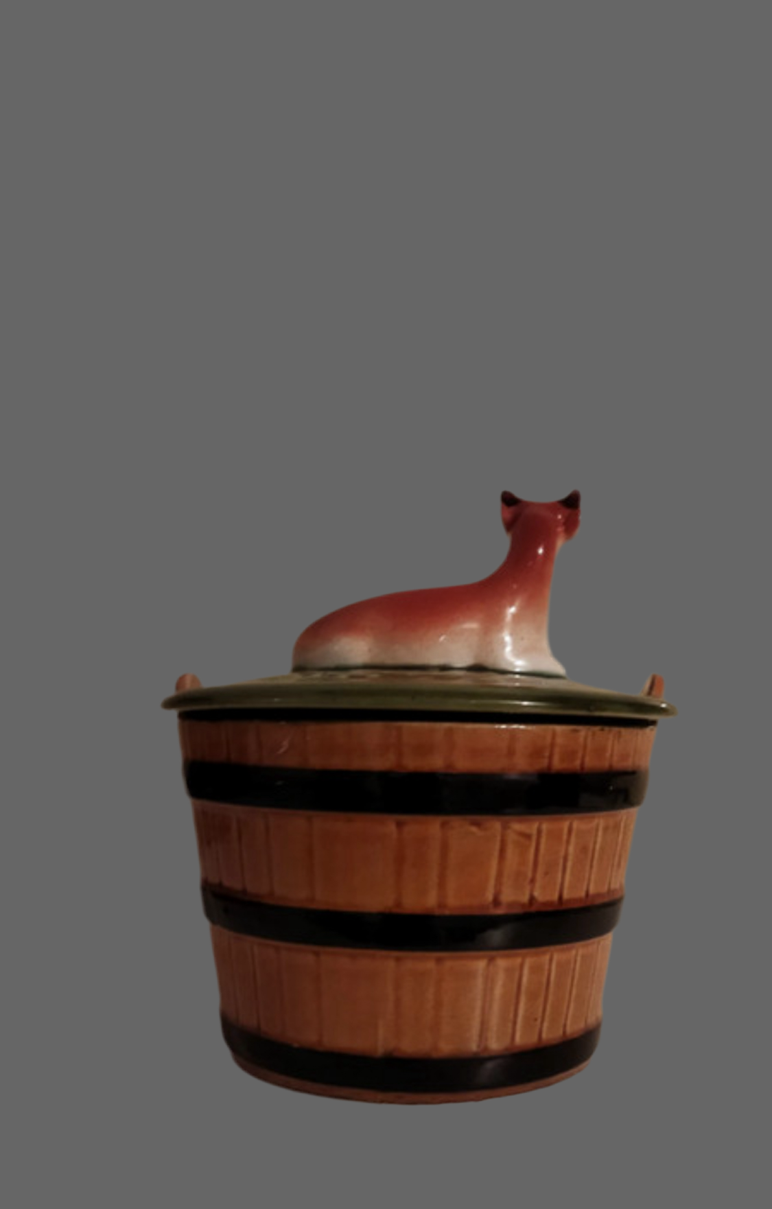 Secla Portugal majolica butter dish cow vintage