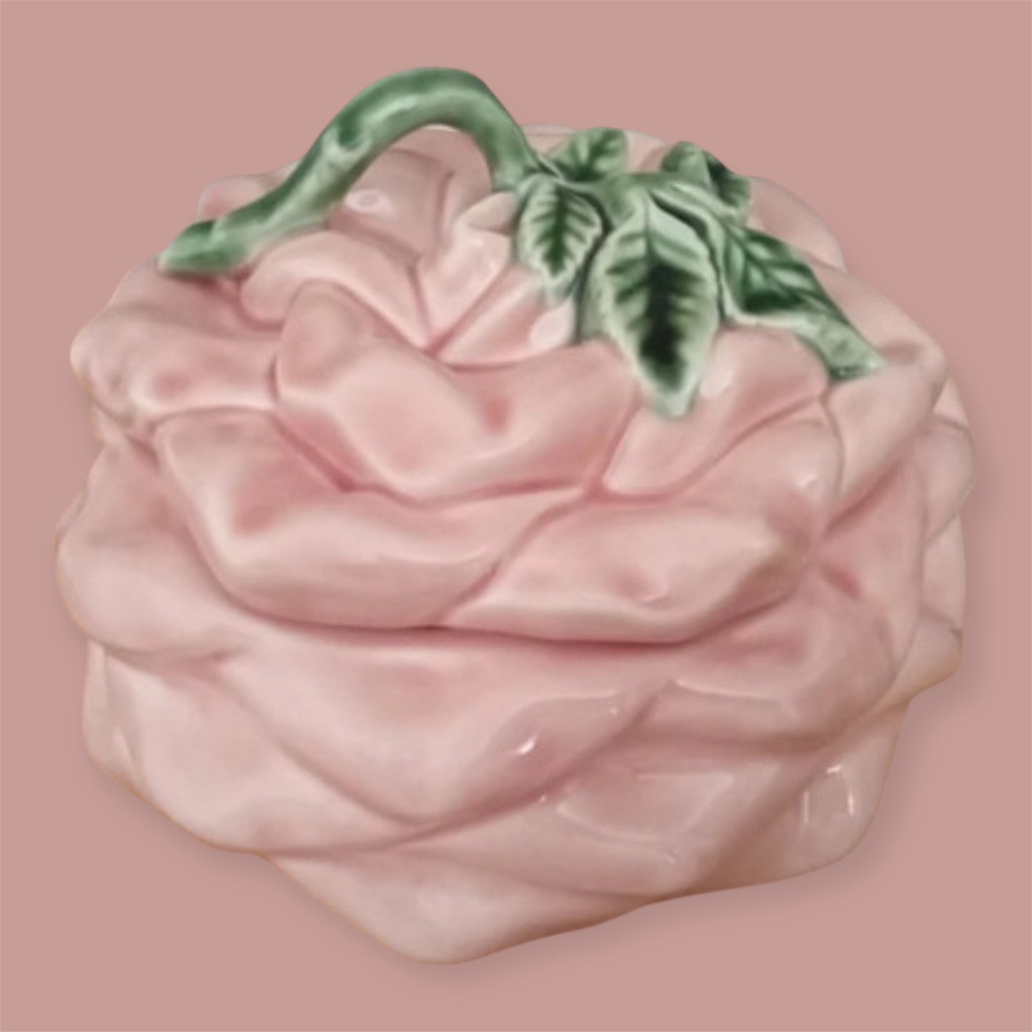 Bordallo Pinheiro vintage pink lidded majolica box