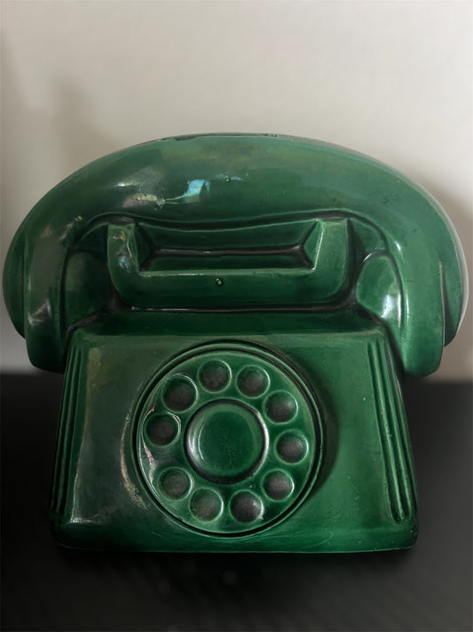 Antique french brocante moneybank ‘a casser’ green telephone