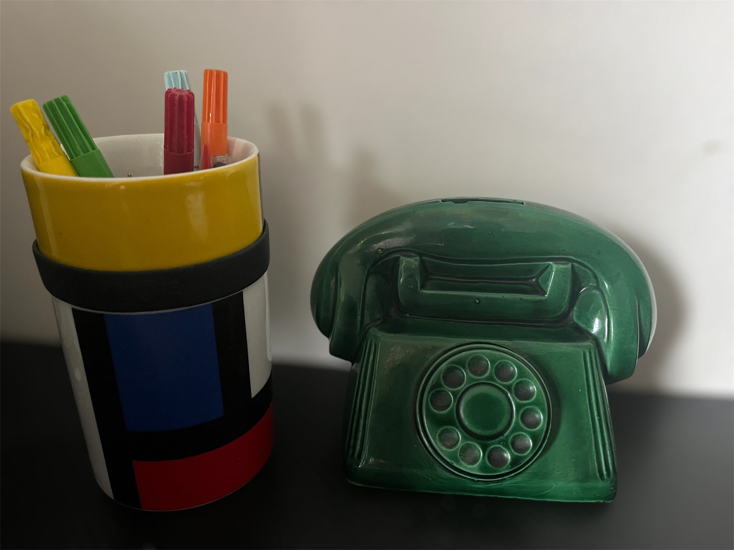 Antique french brocante moneybank ‘a casser’ green telephone