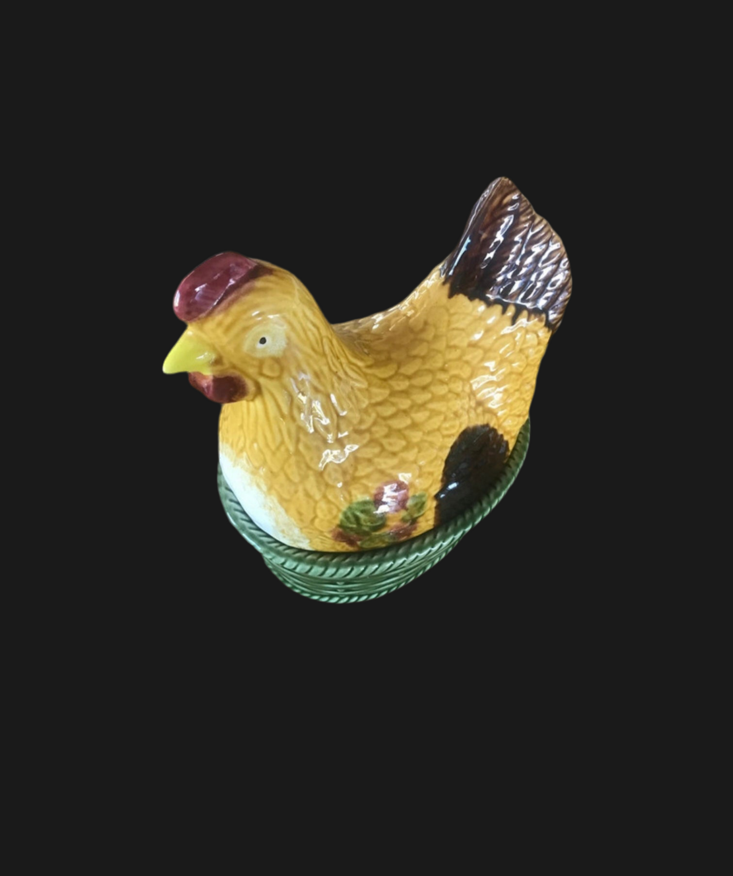Portugese hen on nest majolica tureen