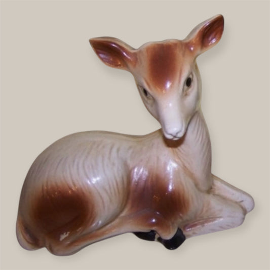 Vintage faience fawn sculpture