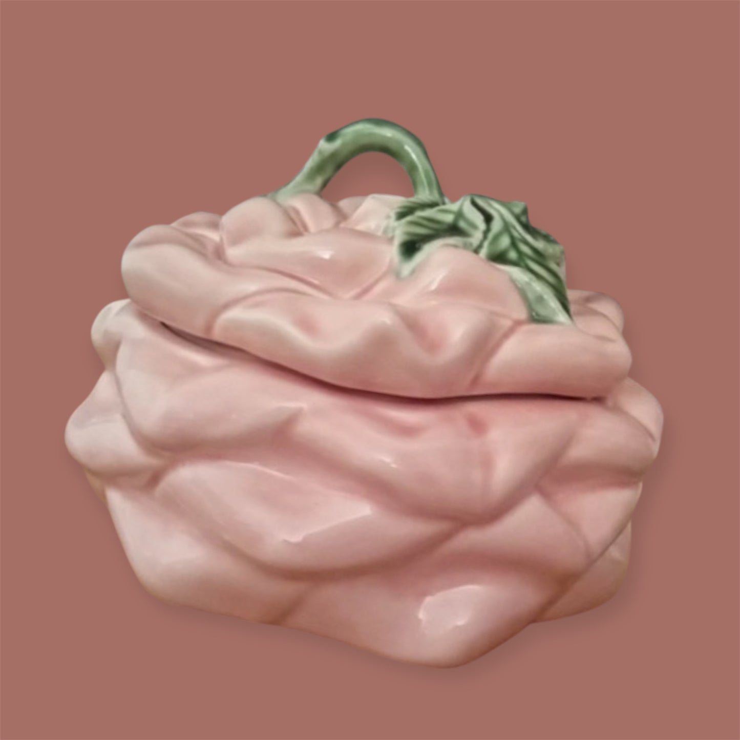 Bordallo Pinheiro vintage pink lidded majolica box