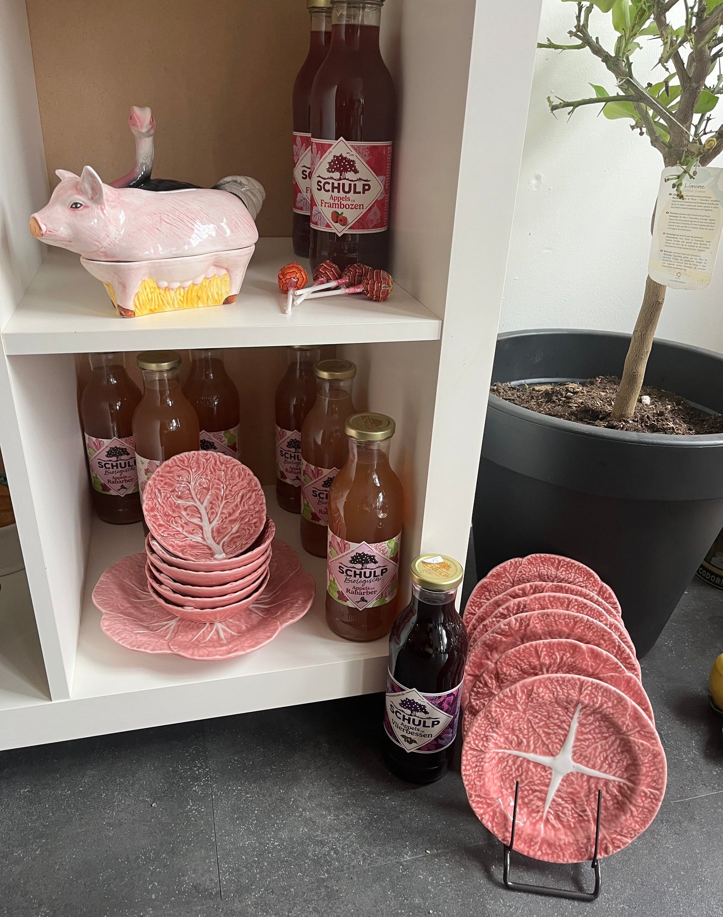 Bordalo Pinheiro vintage pink set small bowl (6pcs)