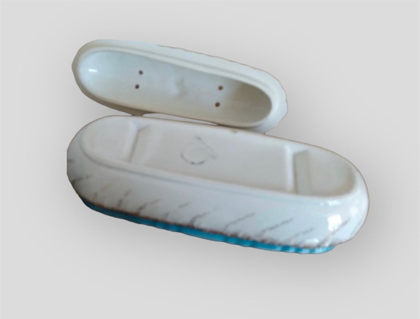 Set 2 antique faience boxes Nimy, France