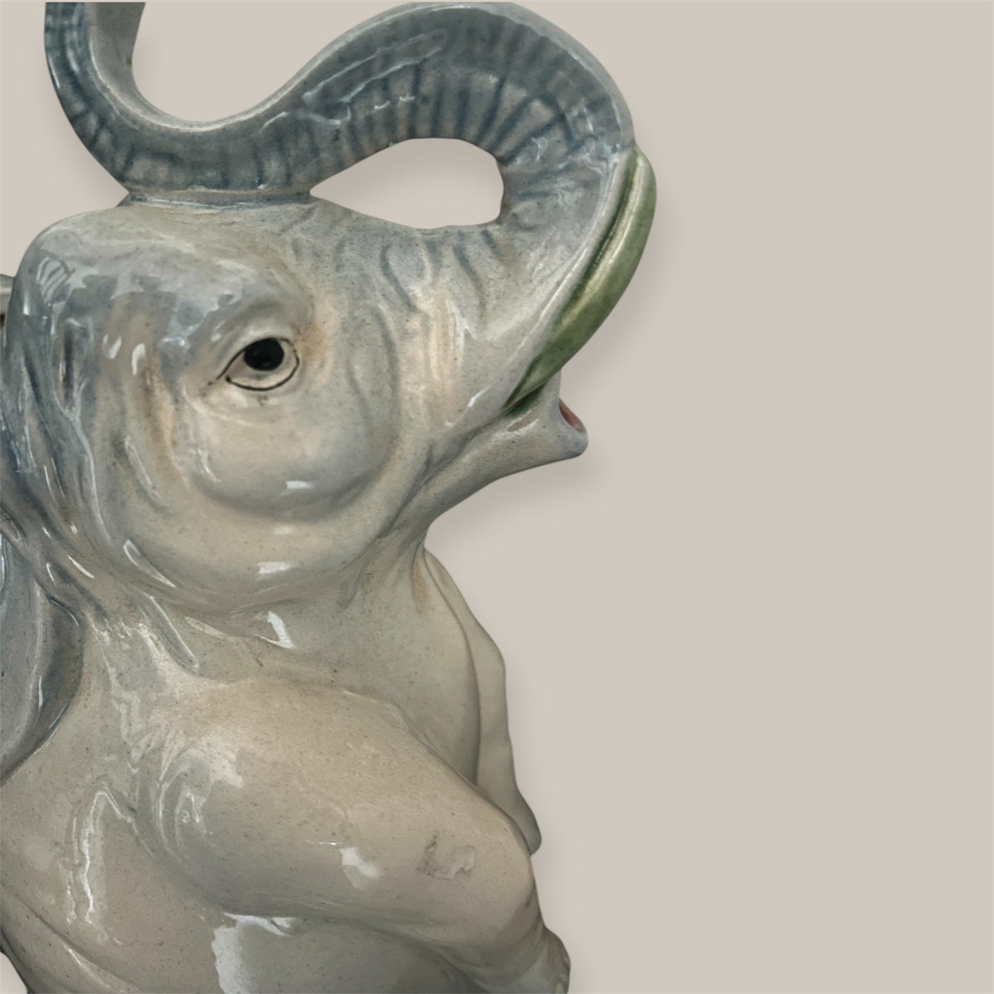 Antique Majolica elephant pitcher