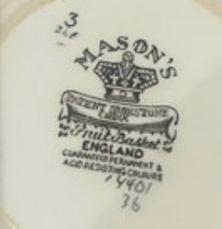 Mason’s patent ironstone England fruitbasket green cereal bowl