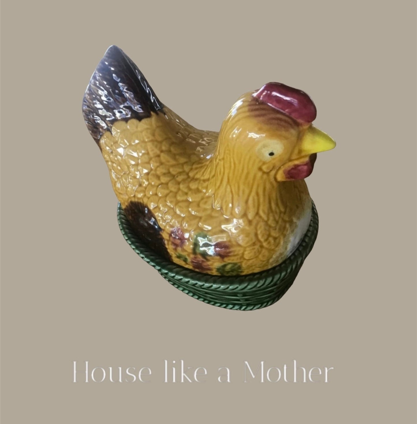 Portugese hen on nest majolica tureen