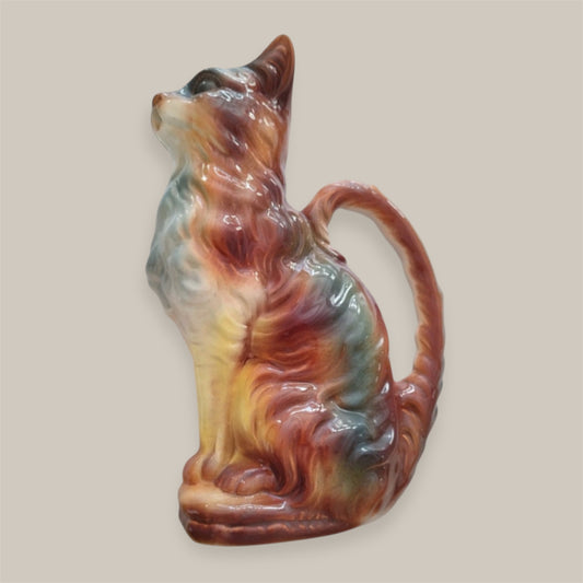 French majolica cat pitcher Saint Clement France