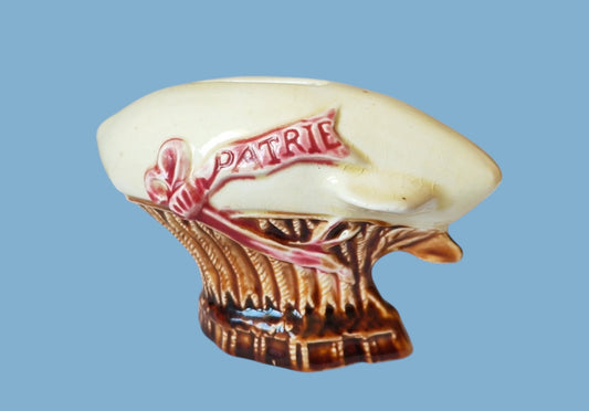 Frie Onnaing antique majolica moneybank Zeppelin circa 1900