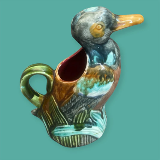 Frie Onnaing majolica duck pitcher 1900