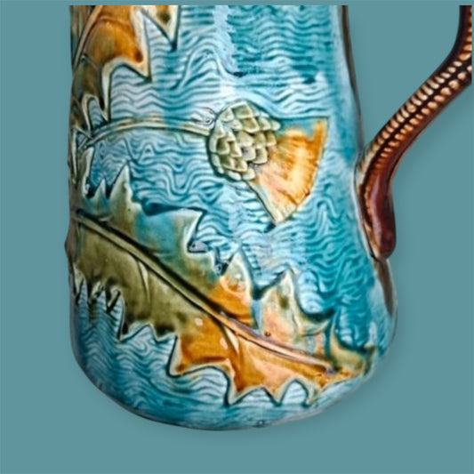 antique majolica pitcher C1900