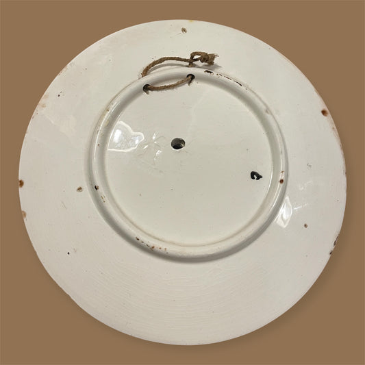 Antique french majolica plate 3D pear Orchies