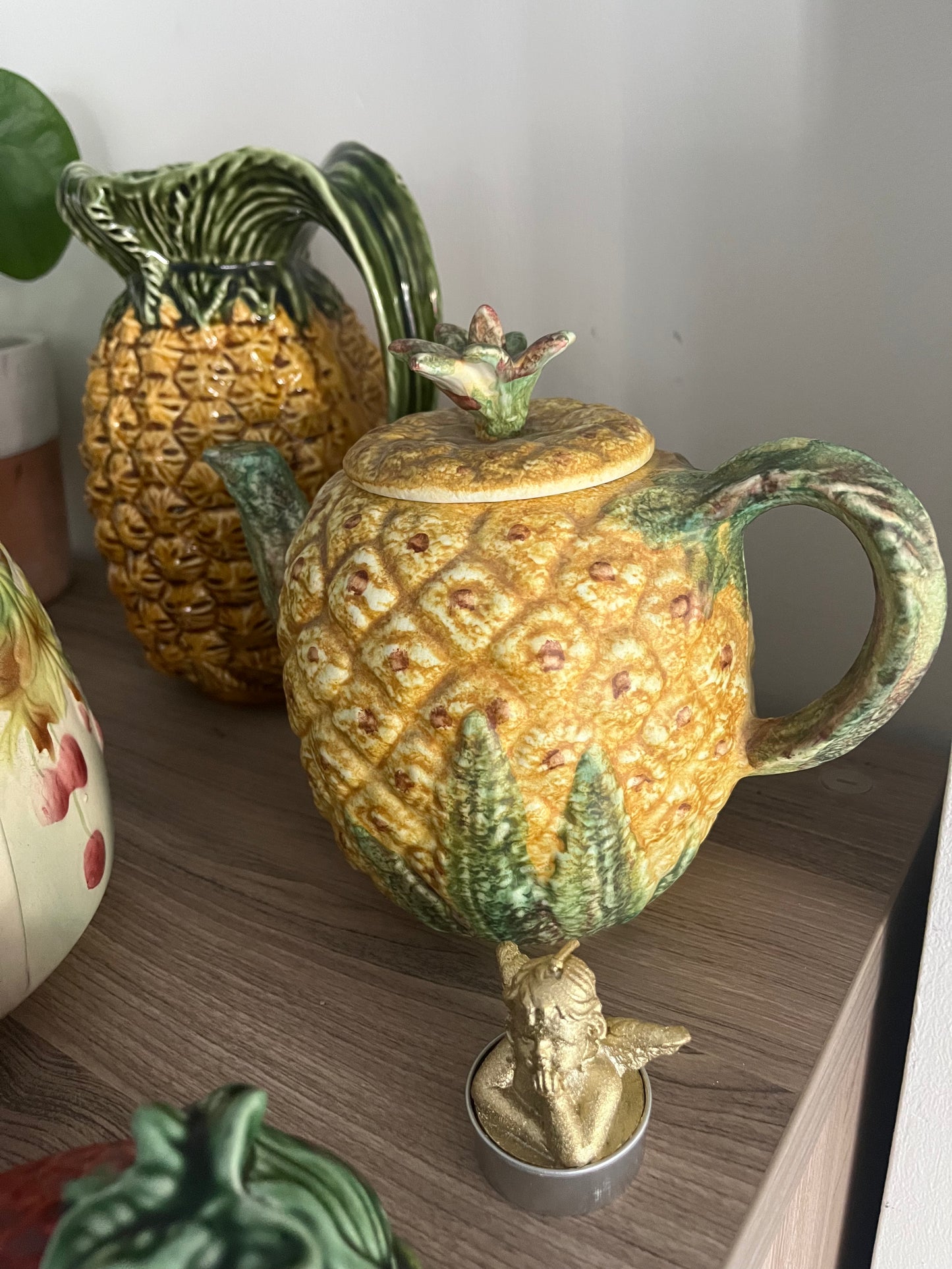 Antique faience pineapple teapot