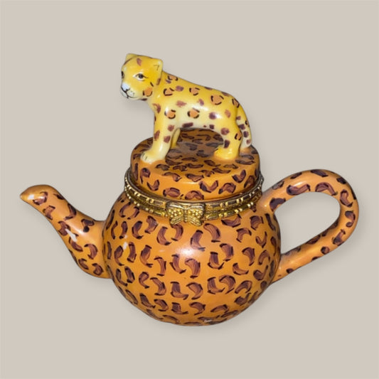 Porselein trincketbox leopard