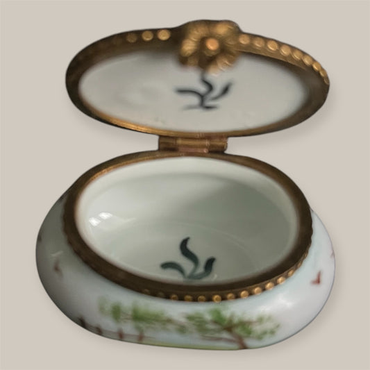 Lovely Limoges porcelain trincketbox nature lake view