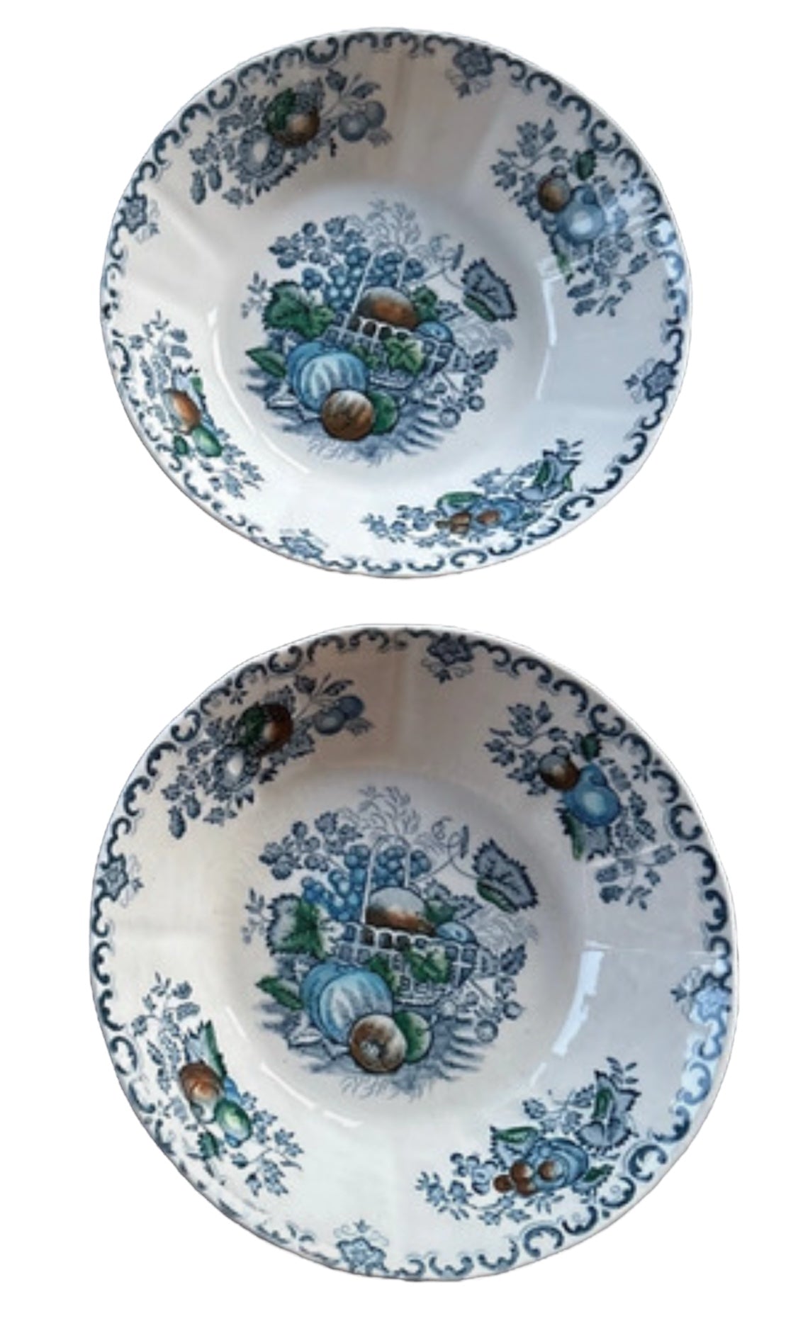 Set of 2 small Mason’s Ironstone fruitbasket blue bowl 162