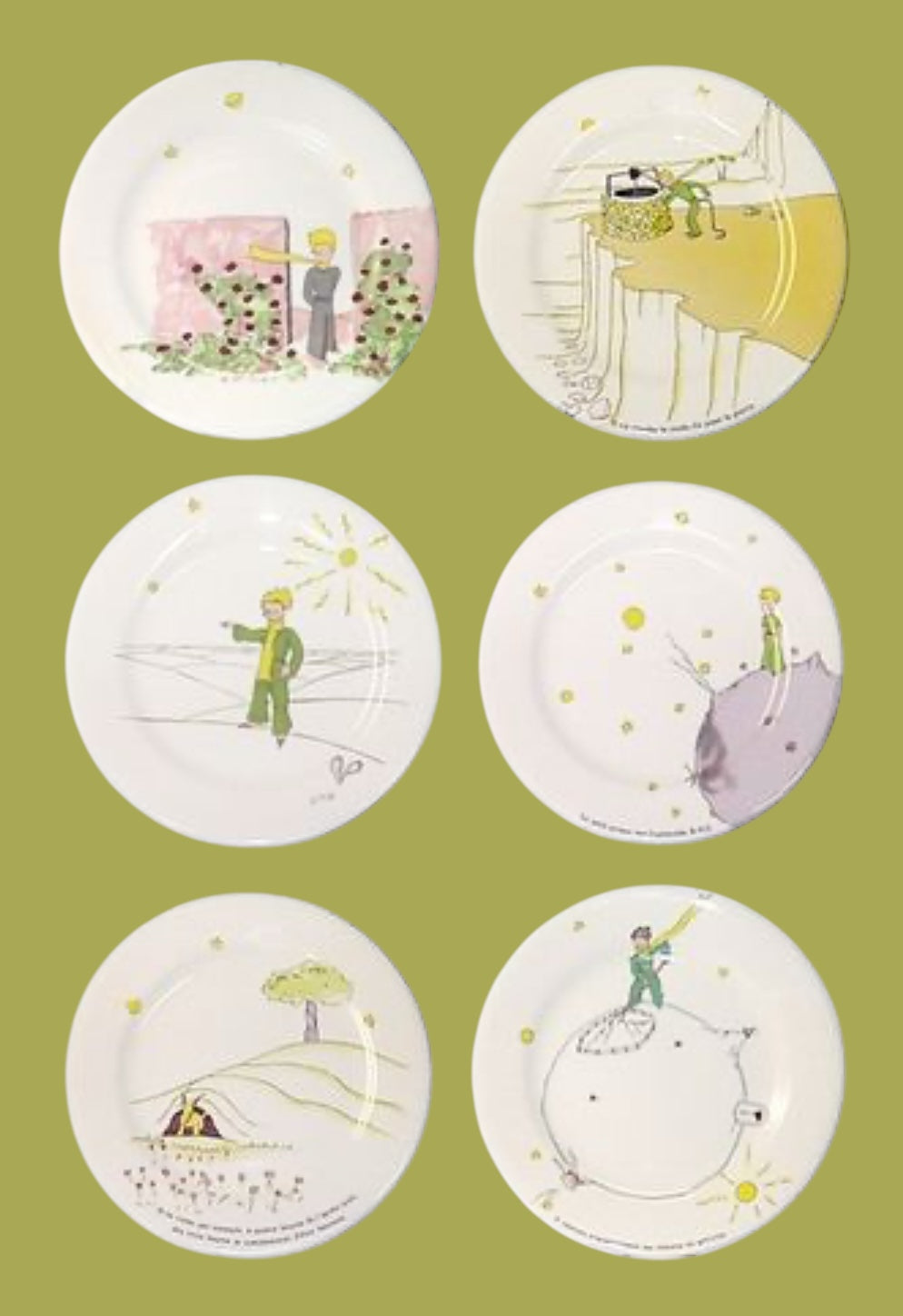 Set of 6 breakfast plates Le Petit Prince Gien France vintage - new