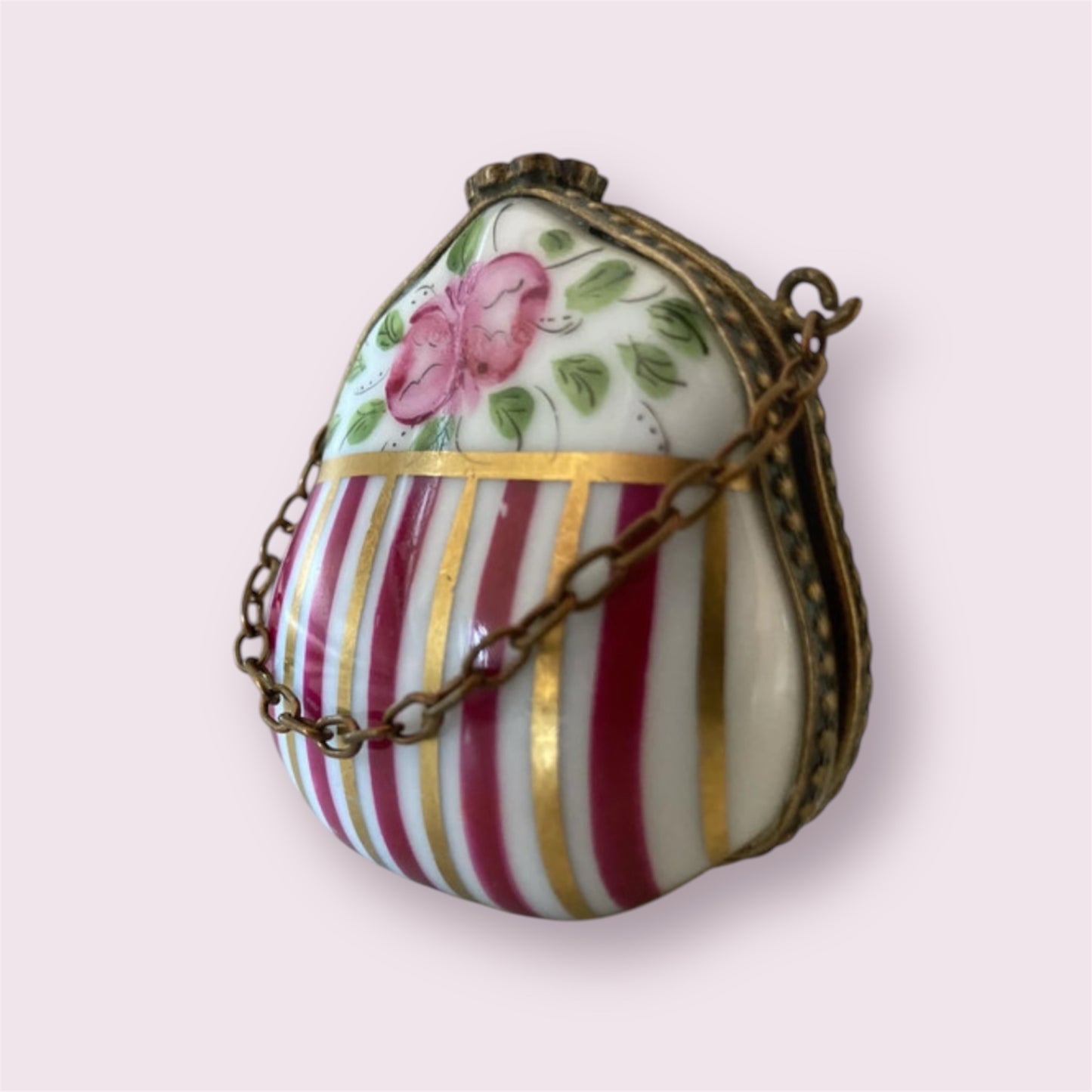 Limoges France handbag handpainted trinketbox