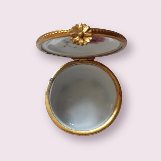 porcelaine trincketbox Champ & Elysees Paris France handpainted classic rose