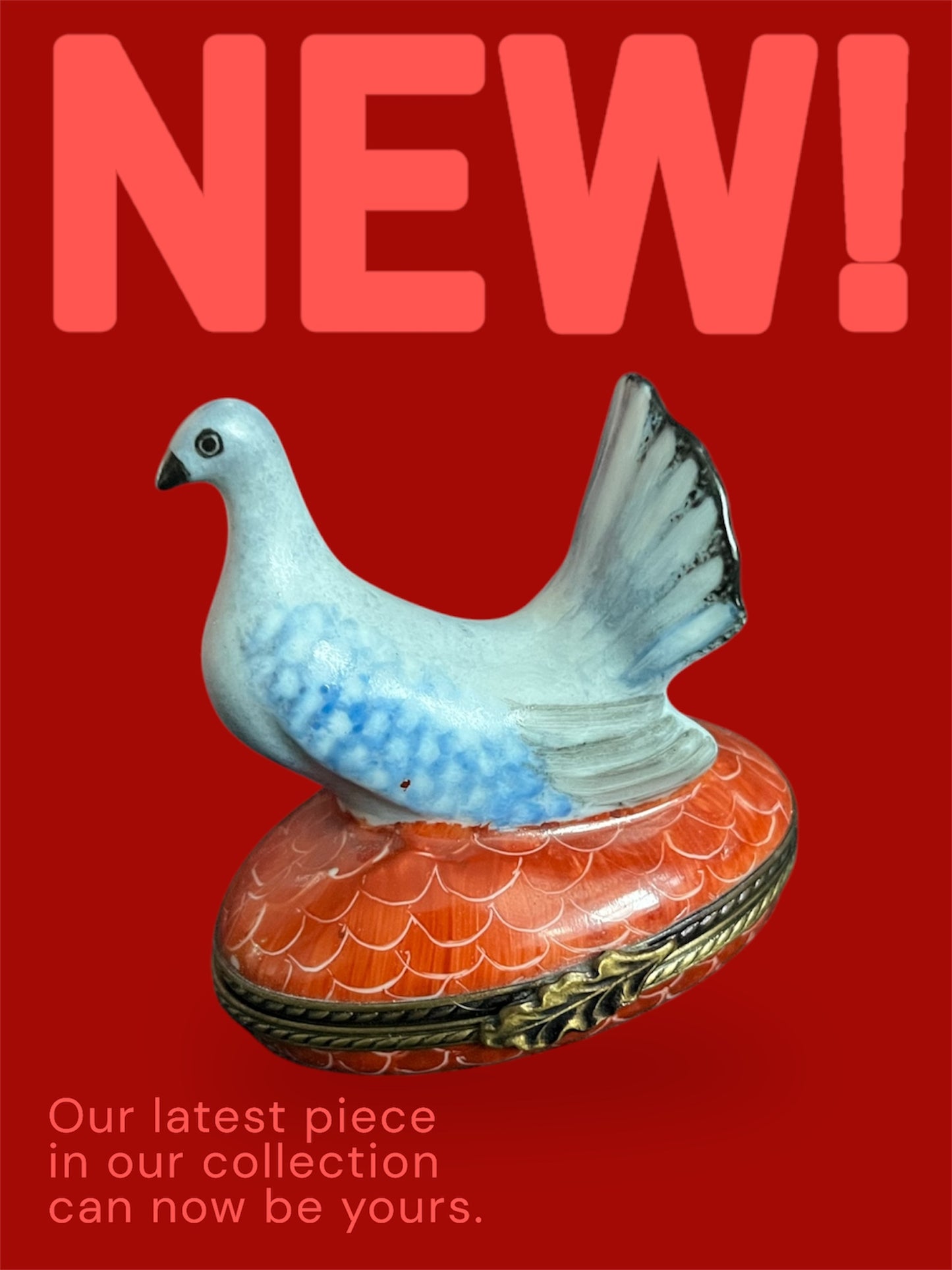 Lovely Limoges oval trincketbox pigeon french handpainted porcelain