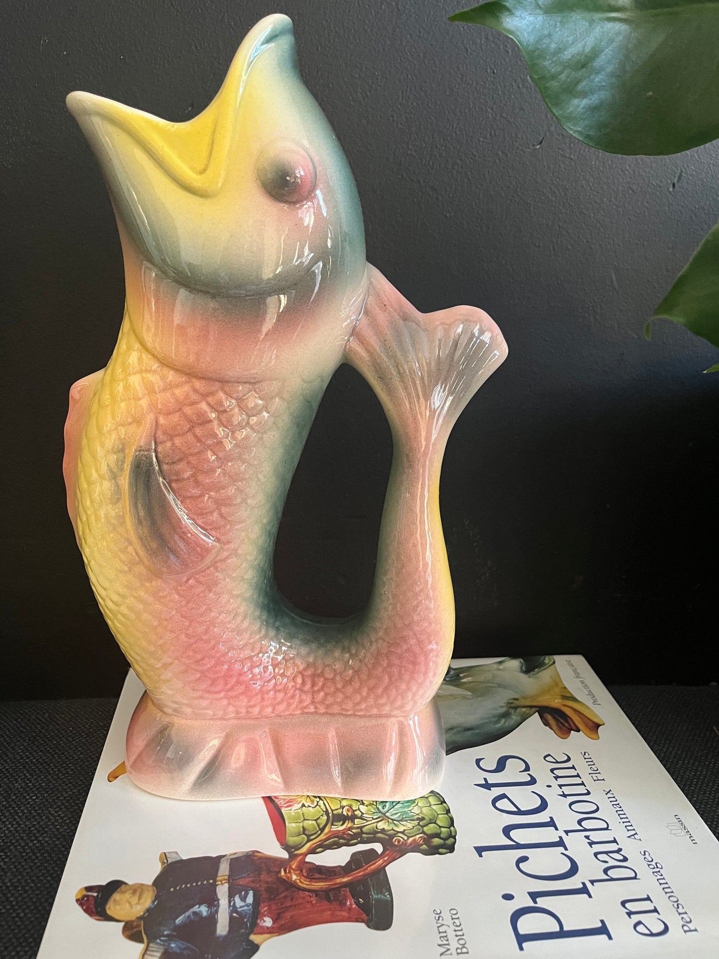 Saint Clement France rare majolica fish pitcher Art Deco period