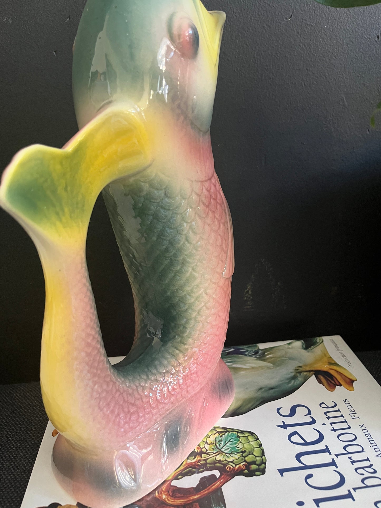 Saint Clement France rare majolica fish pitcher Art Deco period