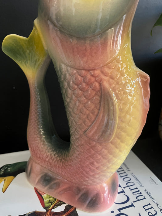 Saint Clement France rare majolica fish pitcher Art Deco period