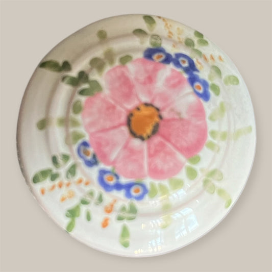 Moustiers french porcelain trincket box handpainted floral decor signed