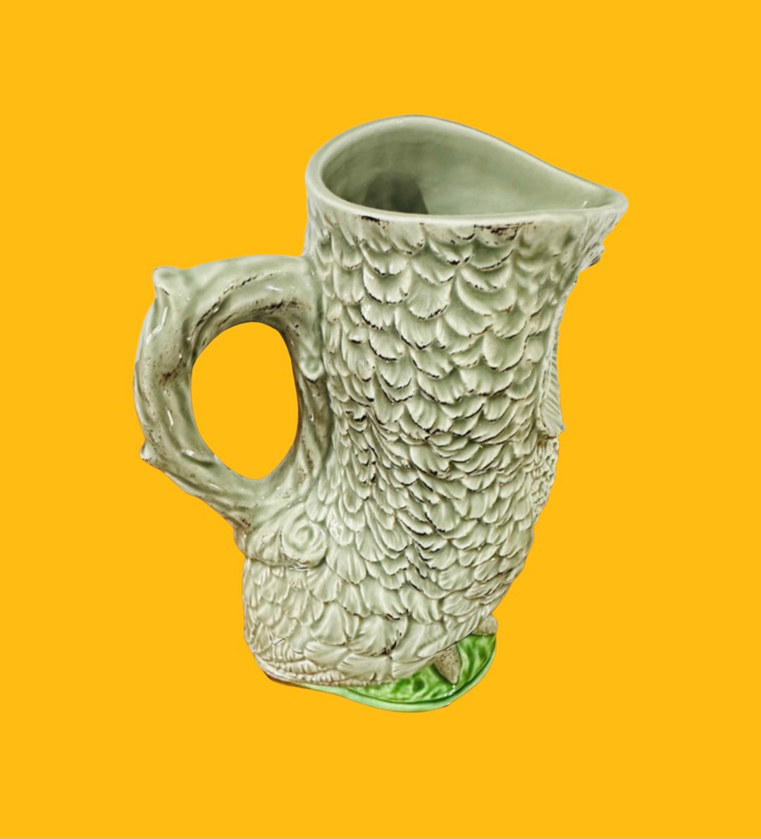 Bordallo Pinheiro faience owl pitcher Portugal