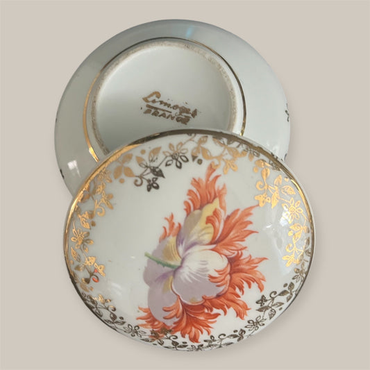 Limoges France vintage porcelain floral box