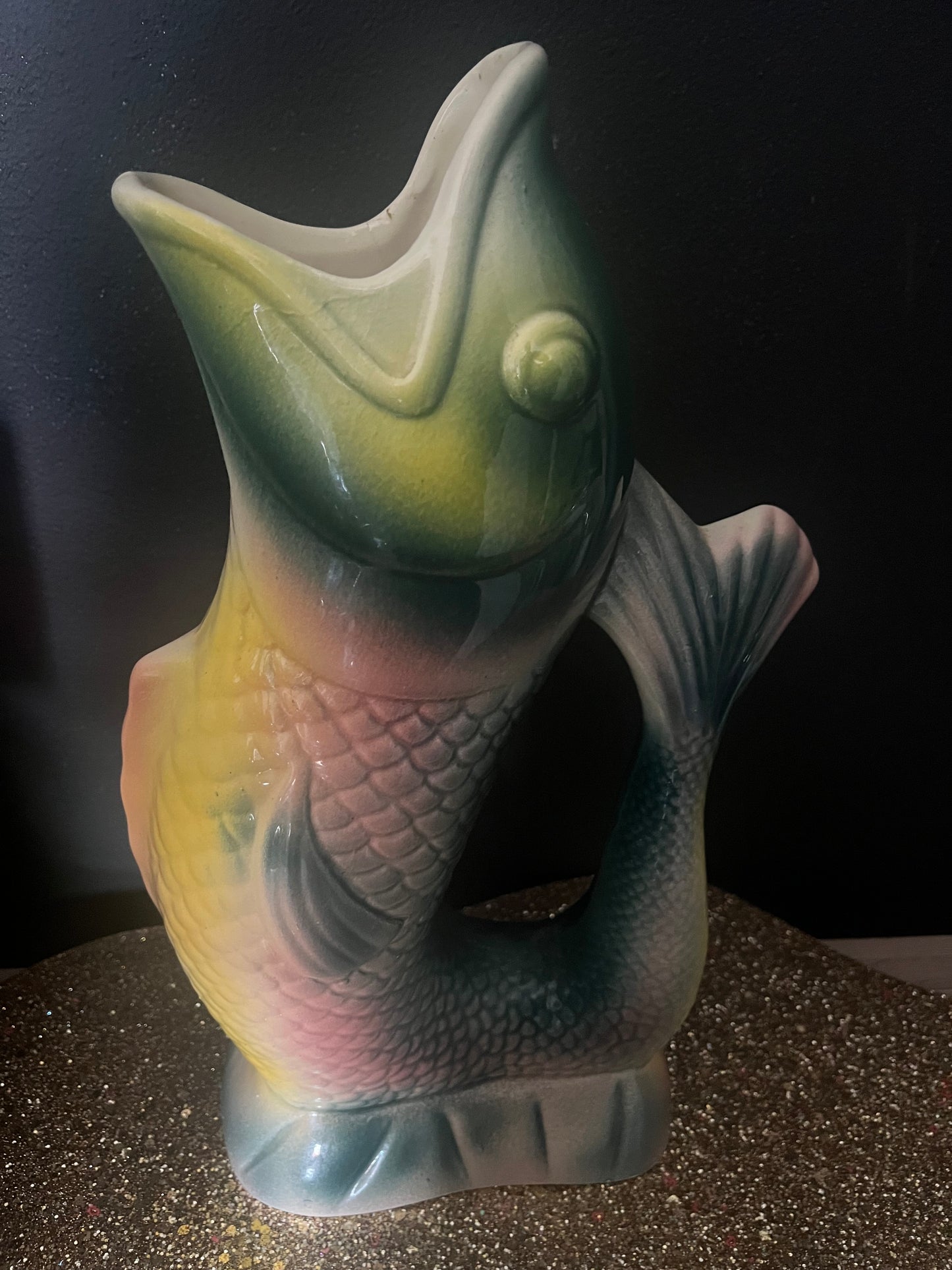Saint Clement France rare majolica fish pitcher Art Deco period