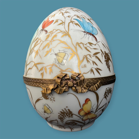 Large handpainted Limoges egg made in France