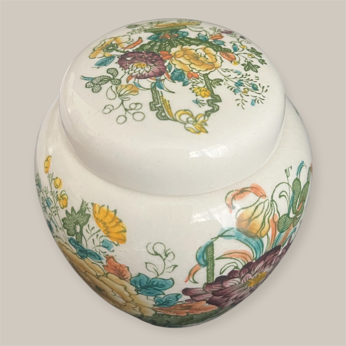 Mason’s ironstone England Strathmore ginger jar lidded