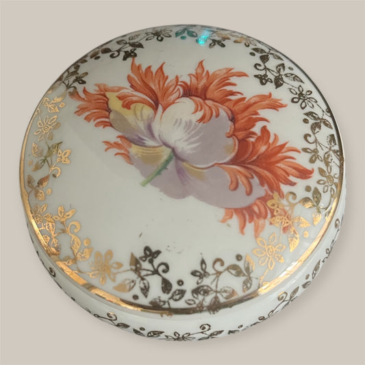 Limoges France vintage porcelain floral box