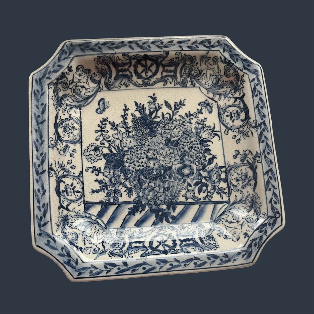Square antique server floral decor putties