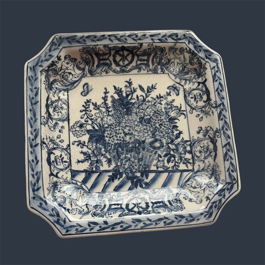 Square antique server floral decor putties
