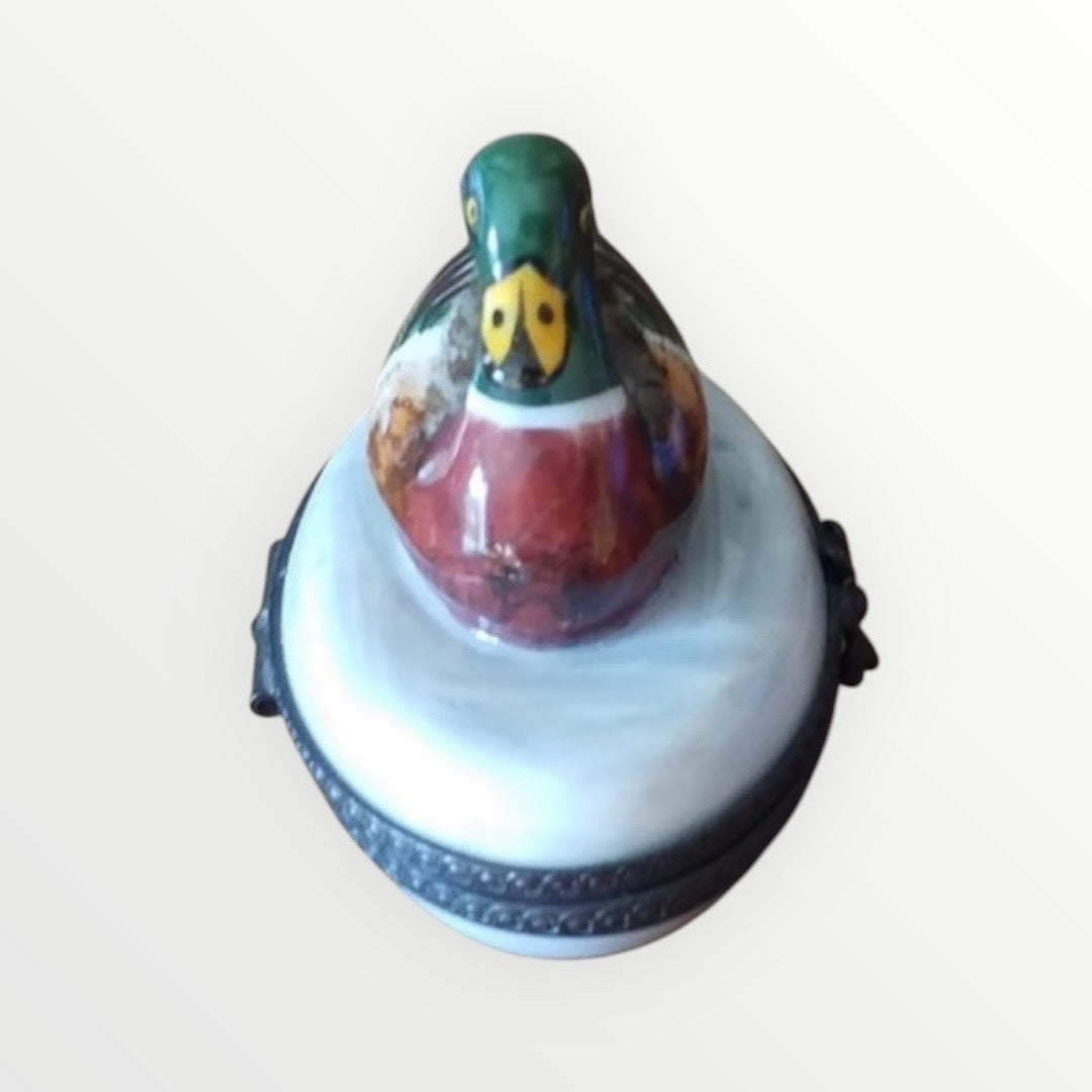 MC Hand Painted Limoges France Duck trinket box