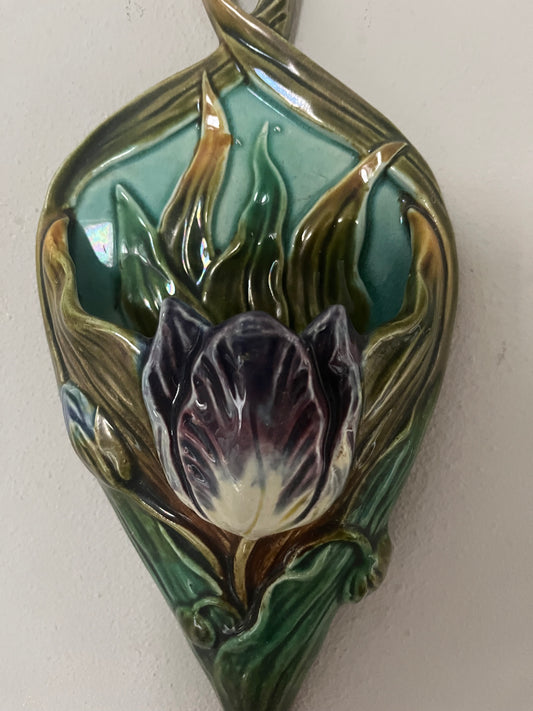 Majolica french Art Nouveau wall vase