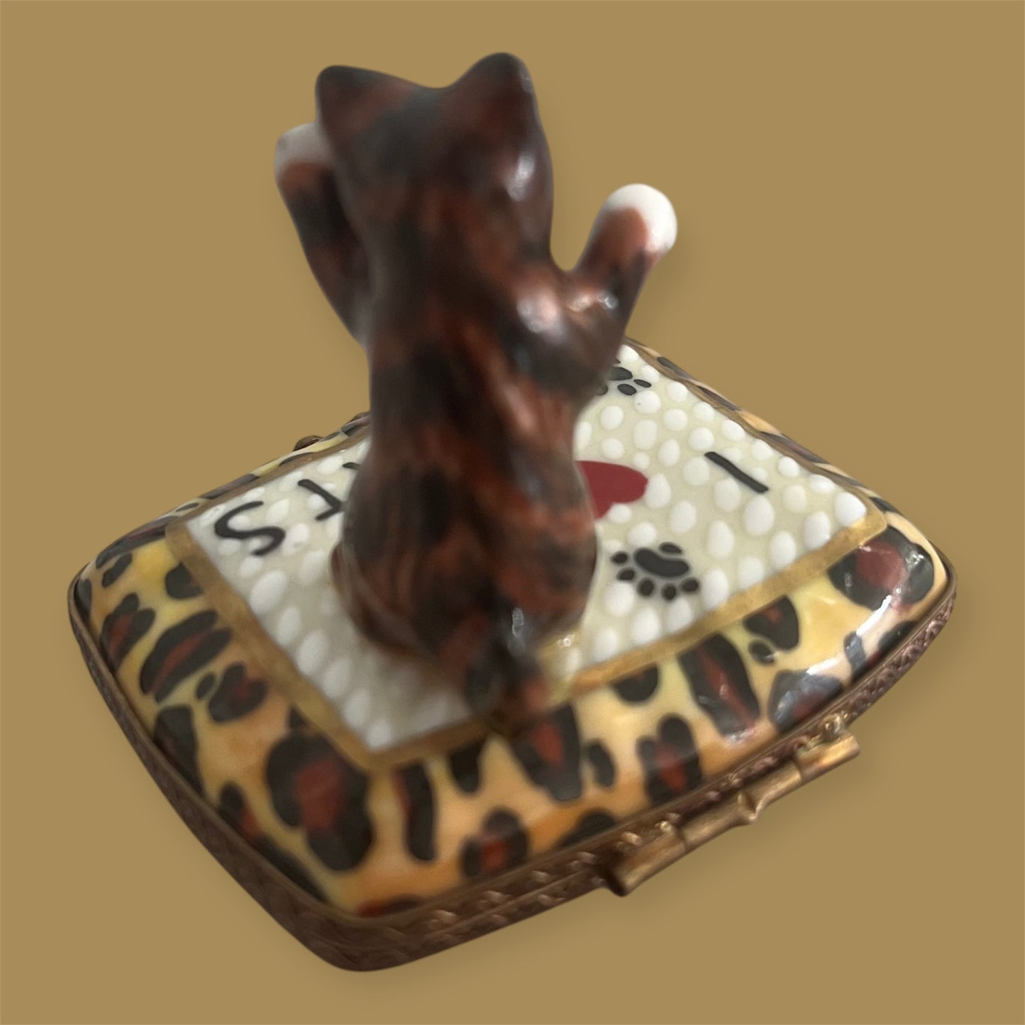 I Love cats Lovely Limoges porcelain handmade trincketbox