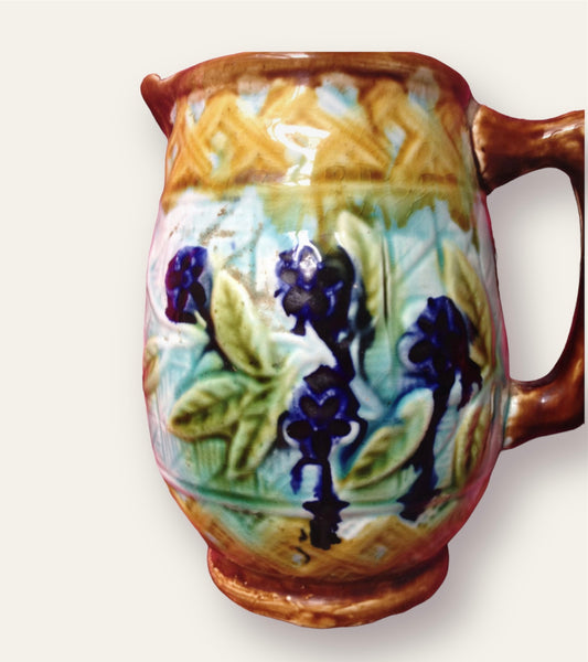 Polychrome french majolica creamer