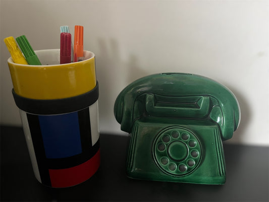 Antique french brocante moneybank ‘a casser’ green telephone