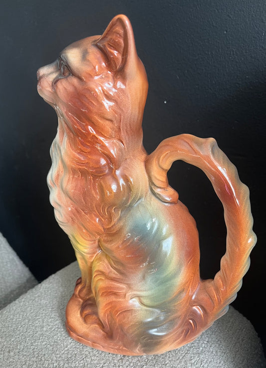 Art Deco stamped french majolica cat pitcher St. Clement