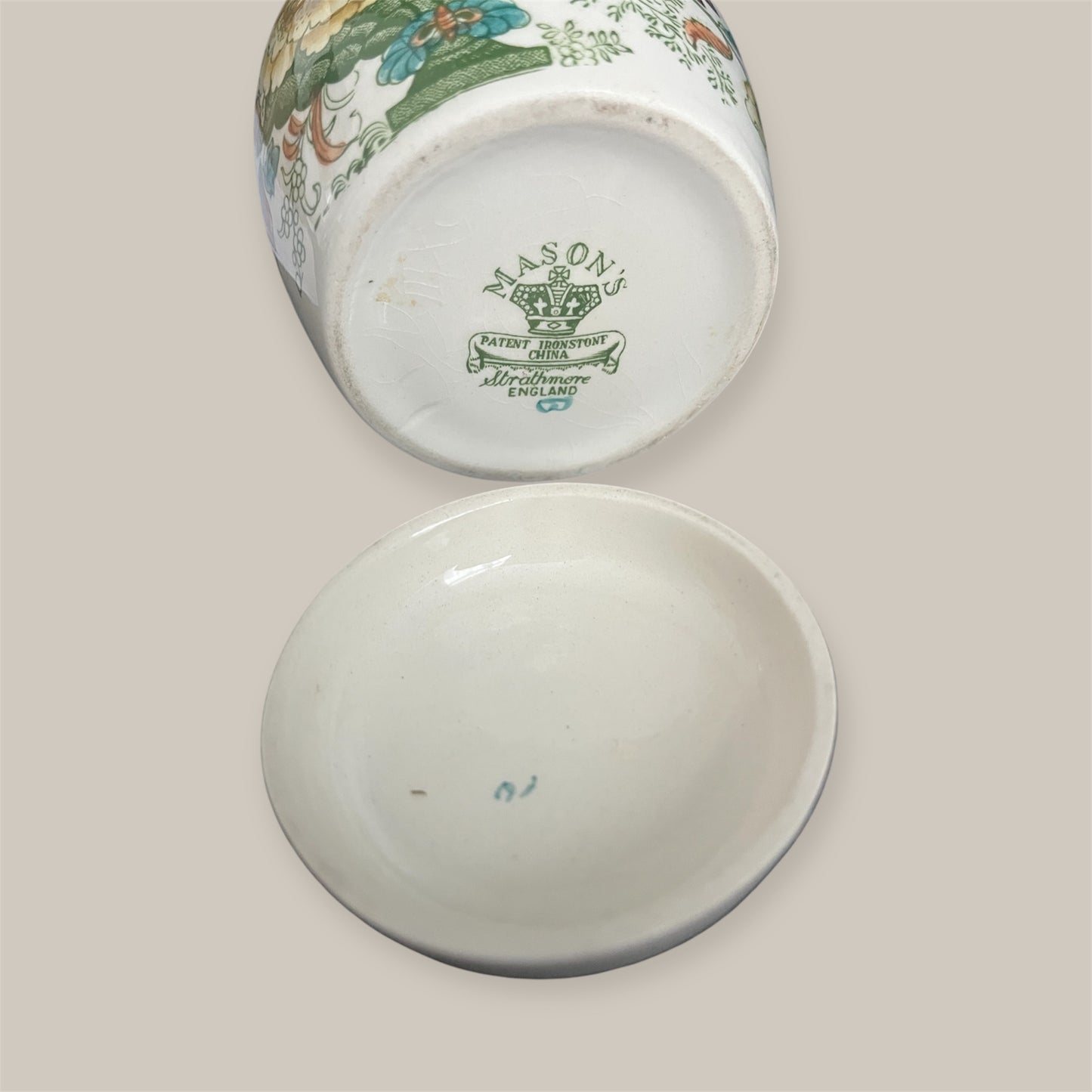Mason’s ironstone England Strathmore ginger jar lidded