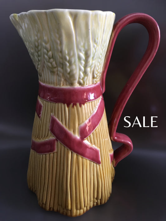 vintage majolica pitcher grain Bordallo Pinheiro