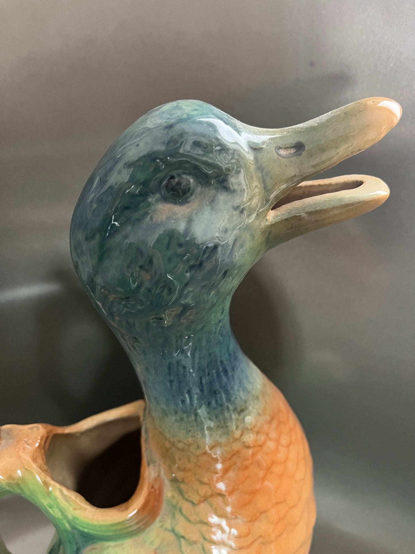 Saint Clement France antique majolica duck pitcher 542-2