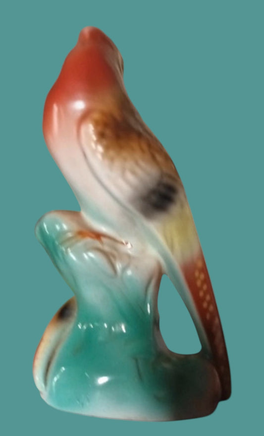 Mother and child majolica bird statue