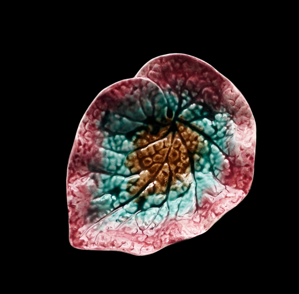 Victorian Majolica Begonia Leaf Platter c1880